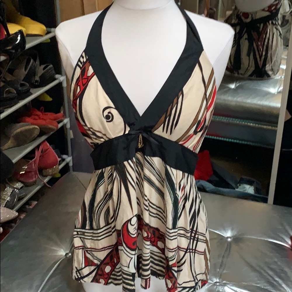 Halter top with abstract print